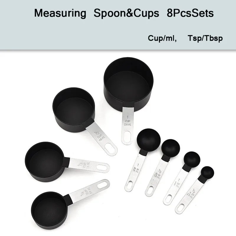 

Kitchen Baking Measuring Spoon Metering Cups For Milk Powder Coffee 1Cup/236ml Tsp/Tbsp Baking Measuring Spoon Set Of 8 Pieces