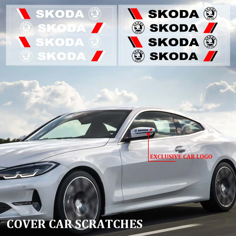 4 шт., наклейки на зеркало заднего вида автомобиля Skoda Octavia A5 A7 Superb Fabia 2 3 1 Rapid