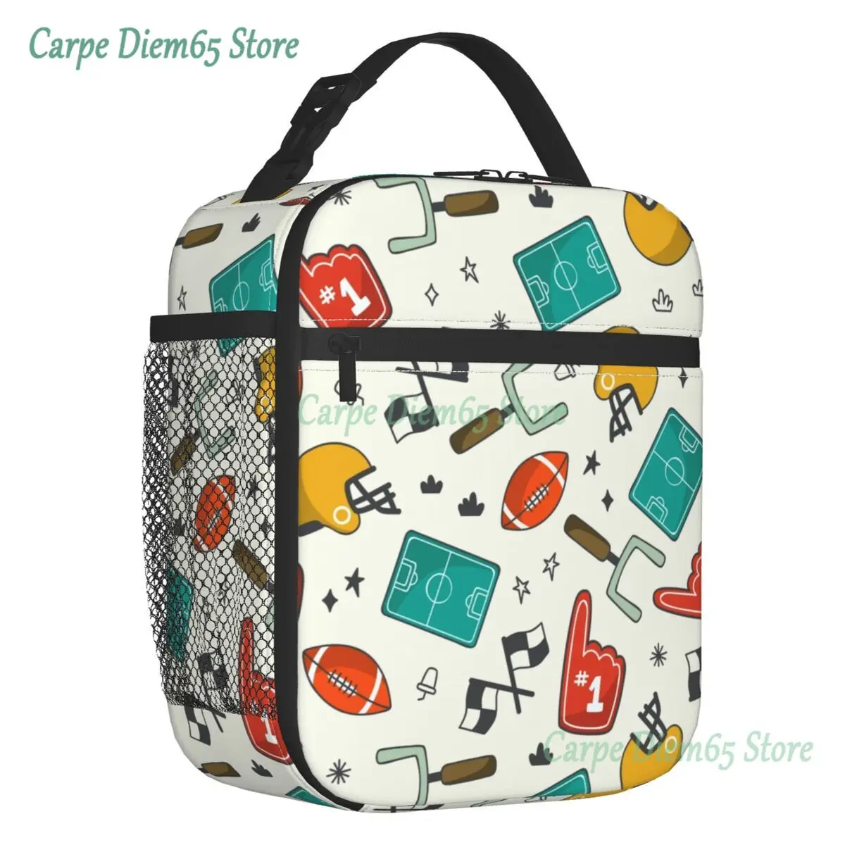 

Rugby Sports Pattern Thermal Insulated Lunch Bags Women Resuable Lunch Tote for School Office Outdoor Multifunction Food Box