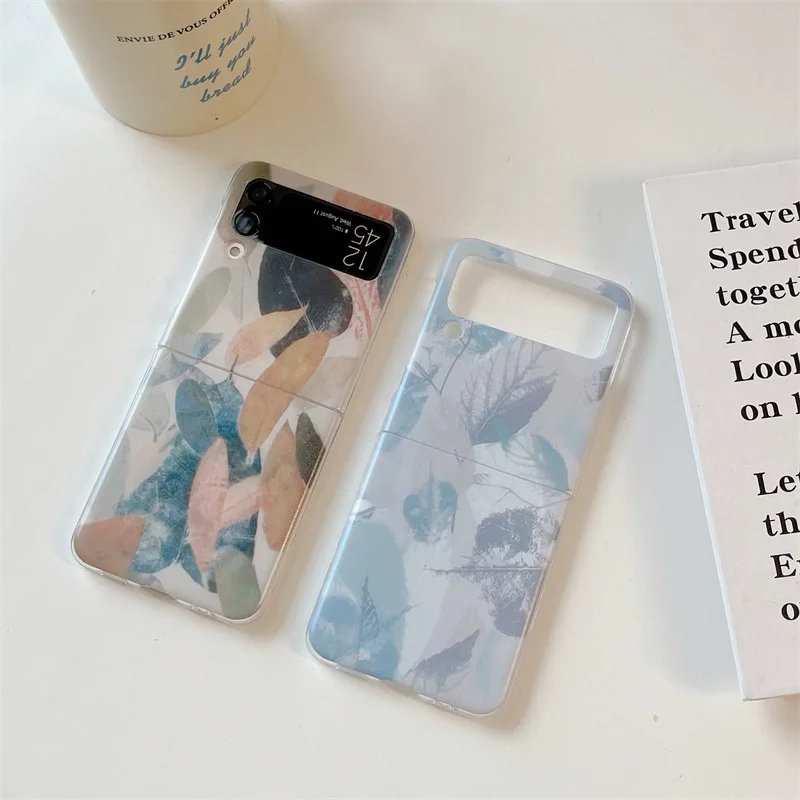 

Fashion Graffiti Leaves Phone Case for Samsung Galaxy Z Flip 3 Z Flip 4 Hard PC Back Cover for ZFlip3 ZFlip4 Case Shell