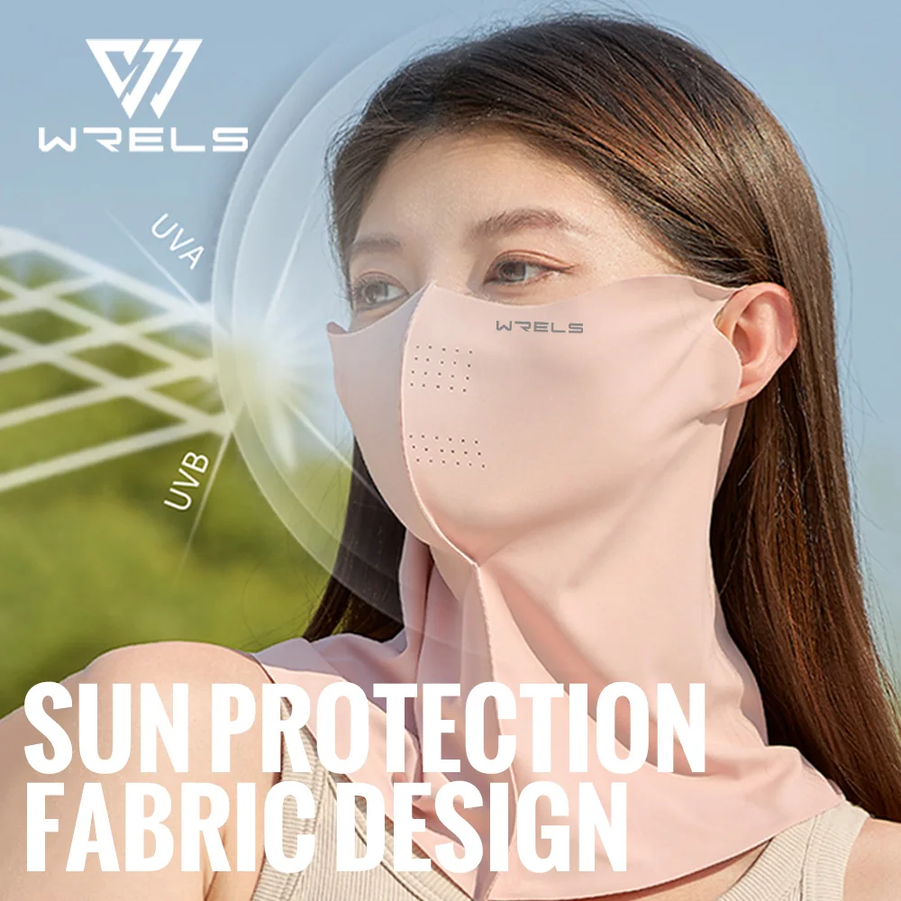 Фото Солнцезащитная маска WRELS, летняя UPF 50+, дышащая защита от ультрафиолета, бесследная защита лица, солнцезащитная маска, крышка для лица с ушными петлями, шарф №3