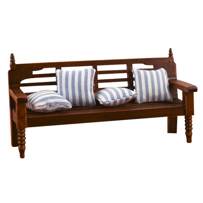 

Новинка, мебель для кукольного домика, скамейка, диван с 4 подушками для кукольного домика, декоративные аксессуары