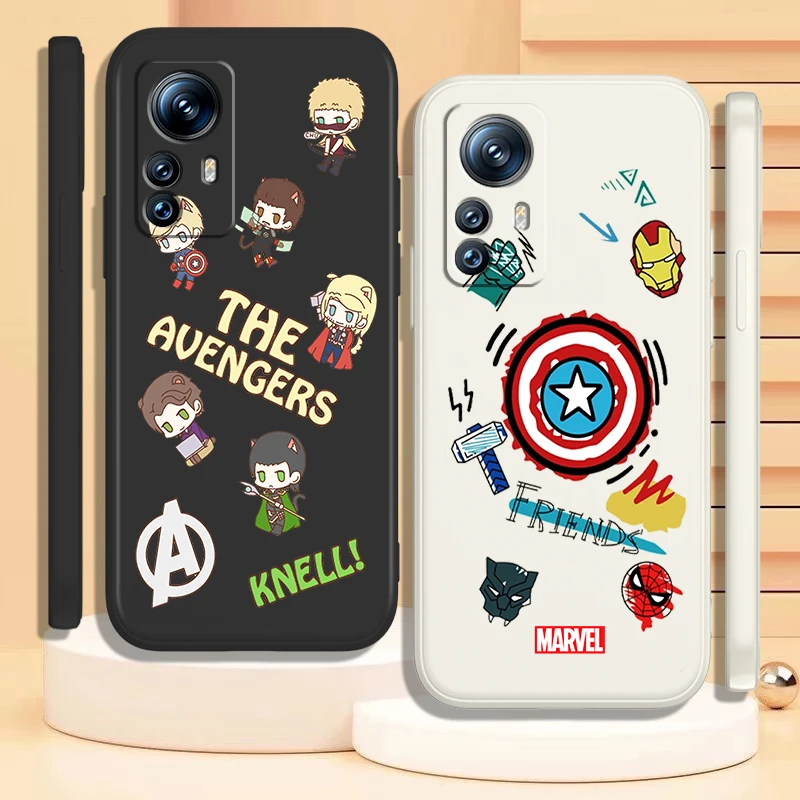 

Marvel Logo Cute Case For Xiaomi Mi 12 11 11i 10 10S 9 6 Ultra Lite Pro SE 5G Silicone Liquid Rope Phone Cover Capa