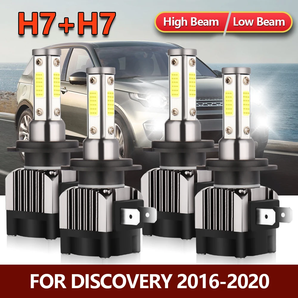

4x LED H7 Headlight Bulbs High Low Combo Beam Auto Car Four-sides Lamps Conversion Kit For Discovery 2016 2017 2018 2019 2020