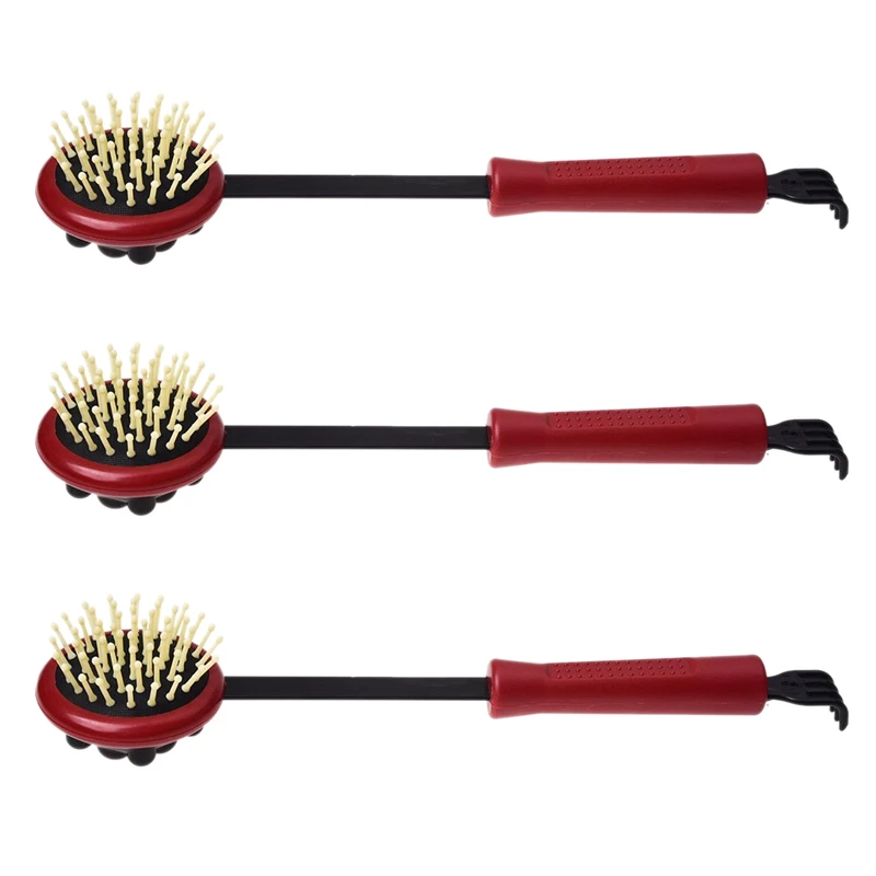 

3Pcs 17.5 Inch Long Black Red Plastic Back Knock Scratcher Relaxing Massage Hammer