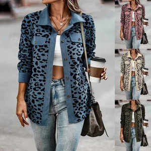 New Leopard Printed Long Sleeve Women's Jacket Fashion Button Up Casual Coat Tops Elegant Ladies Outdoor Jackets Women Top