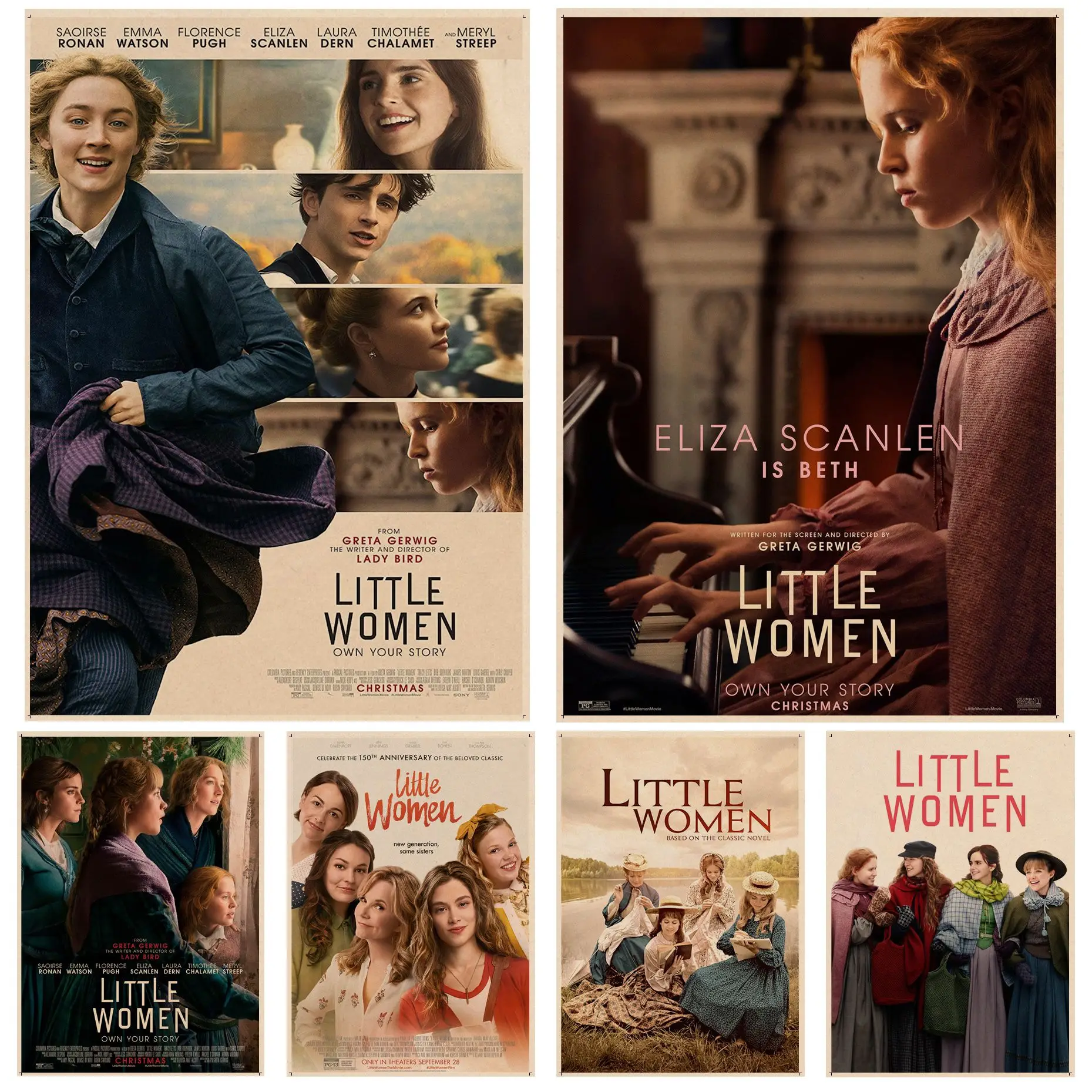 

Beautiful Family Movie Little Women DIY poster Retro Kraft Paper Sticker DIY Room Bar Cafe Stickers Wall Painting