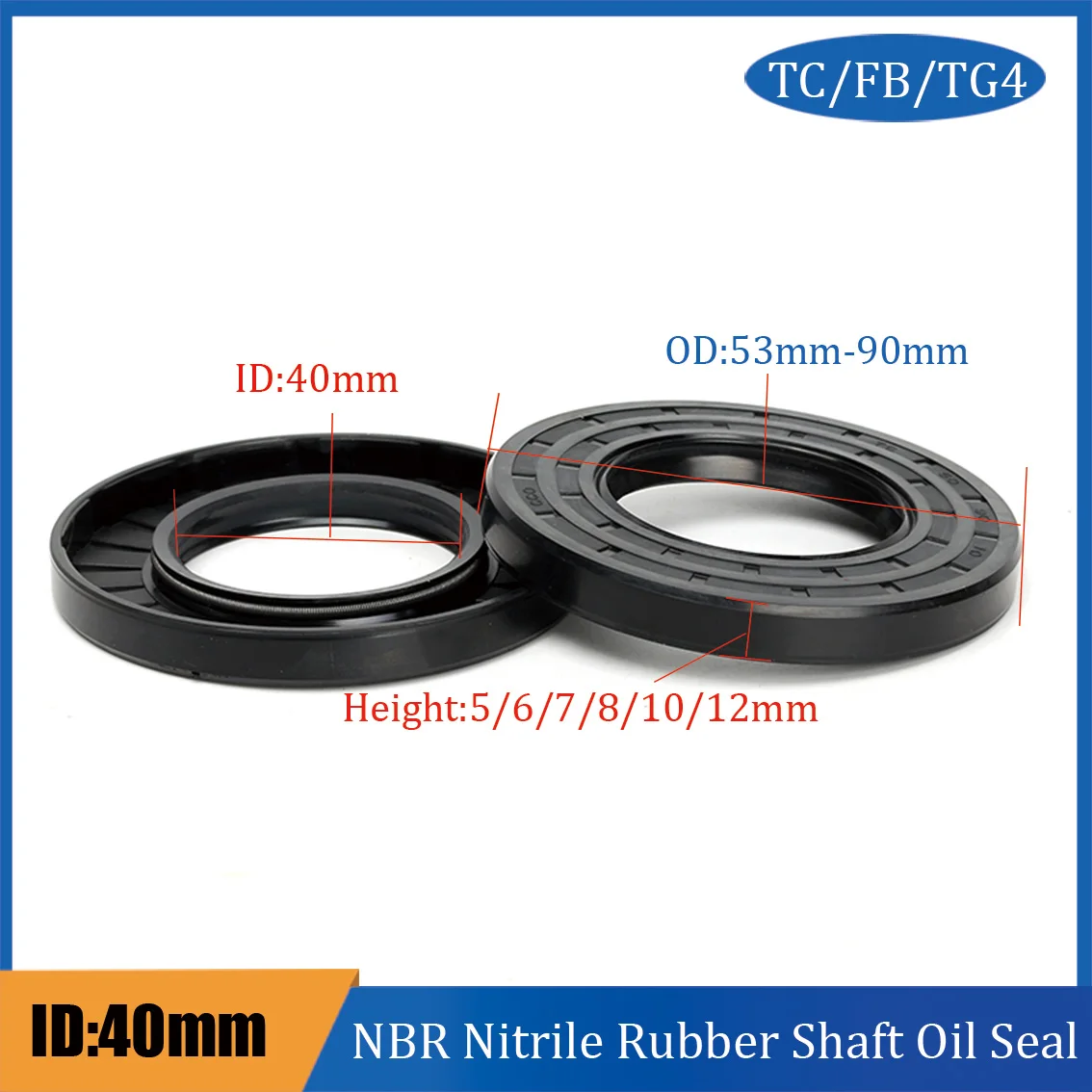 

1 шт. ID 40 мм NBR нитриловый сальник TC/FB/TG4-40*53/54/57/58/60/62/66/67/70/74/75/78/80/85/90/95*5/6/7/8/10/12 двойная прокладка для губ