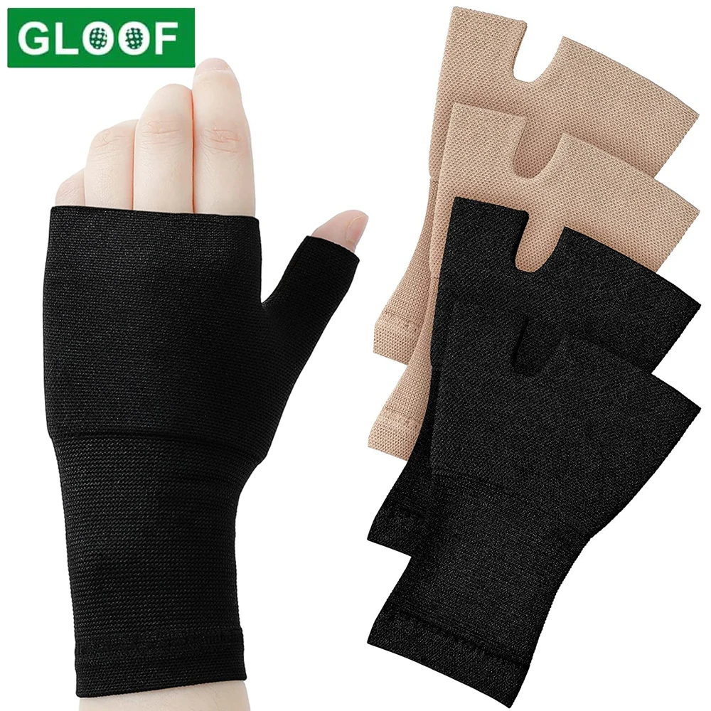 4Pc/2Pair Unisex Wrist Thumb Support Sleeve Fingerless Wrist Gloves Compression Arthritis Gloves Sports Wrist Brace for golfer