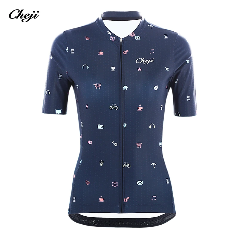 CHEJI Cycling Jersey Women Summer Cycling Top + Cycling bib Shorts Cycling Short Sleeve Set