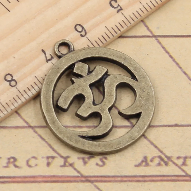 8 шт. подвески Yoga Om 29x25 мм тибетская бронза серебряный цвет ремесла фурнитура для