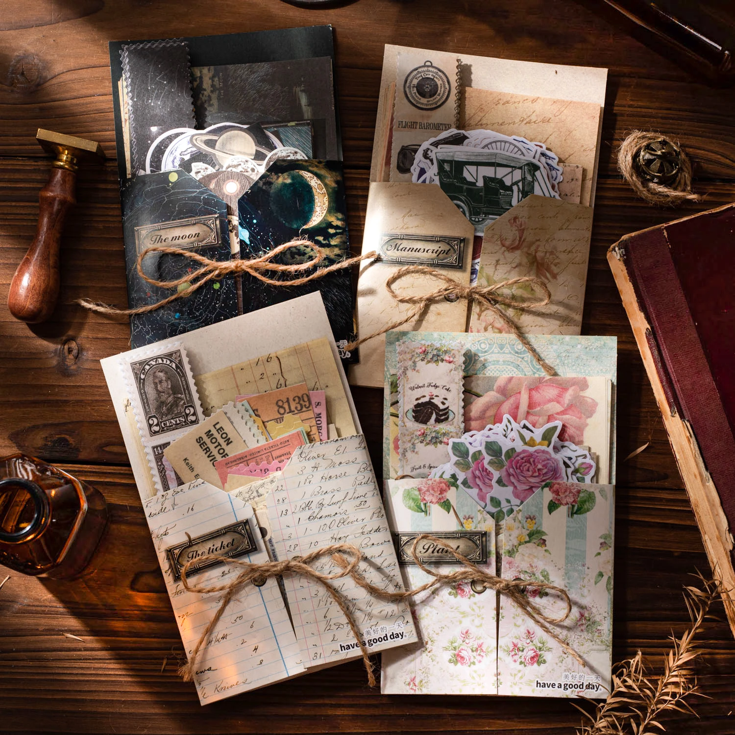 

120 Sheets Roaming The Century Series Vintage Dual Material Material Paper and Sticker Pack Creative DY Collage Decor Stationery