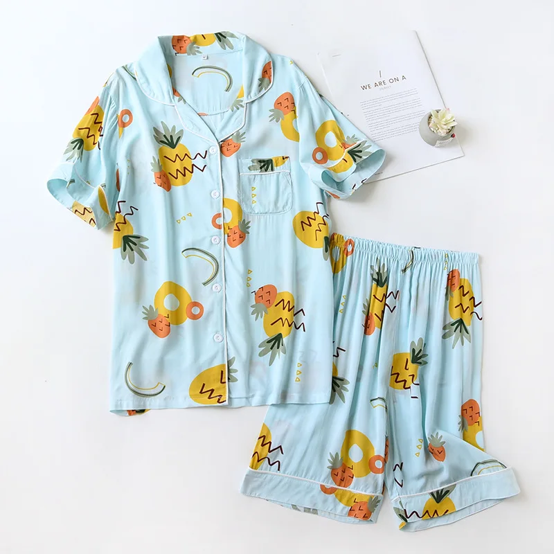 Summer Cotton Silk Pajamas Women Set Thin Japanese Style Can Be Worn Outside Casual and Sweet Ladies Home Service Soft Sleepwear