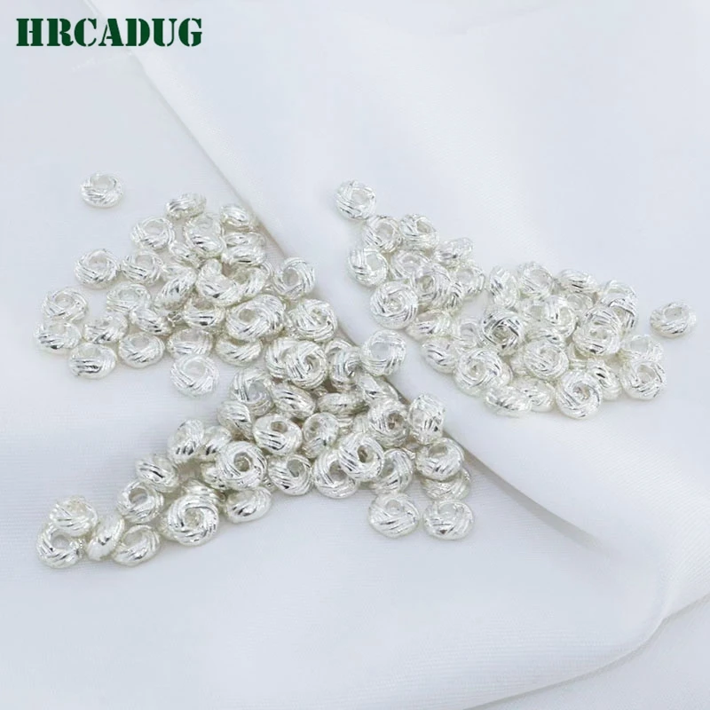 6mm Spacer Beads 18K Gold Plated Brass Twist Round Flat Beads For Bracelet Jewelry Accessories Diy Supplies Separators For Beads