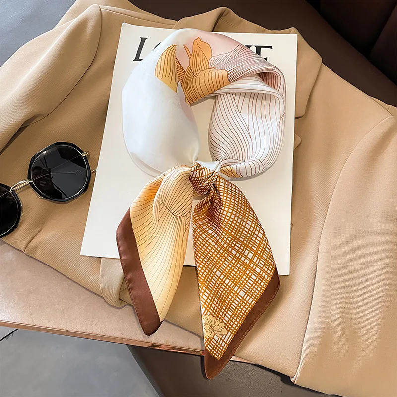 

Роскошная модель, квадратный шелковый хиджаб, женский модный подарок, шарфы 2023, популярный солнцезащитный платок, летний дизайн, маленький тюрбан 70x70 см