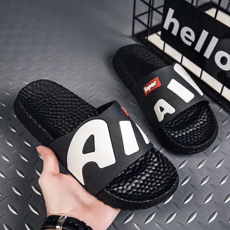 

Coslony Men Beach Slippers 2022 Summer Casual Home Loafers Outdoor Quick Dry Massage Hole Clogs Black Garden Shoes Beach Sandals