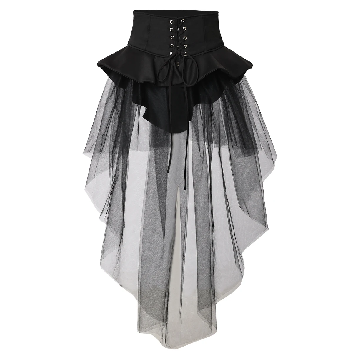Women Gothic Punk Corset Skirt Irregular Steampunk Cocktail Mermaid Tulle Belt Skirts