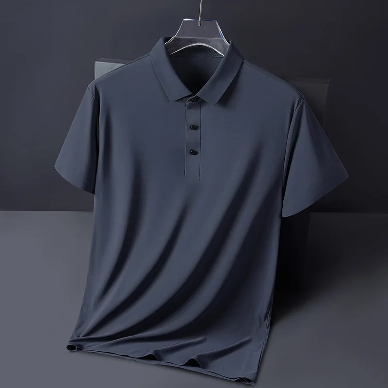 

Роскошная женская летняя рубашка-поло с коротким рукавом, Мужская шелковая быстросохнущая брендовая футболка, деловая повседневная мужская одежда, рубашки