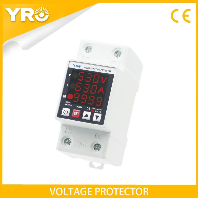 

DIN Rail Adjustable Over and Under Voltage Protection Device Protection Relay 63A 230V 3IN1 TOMZN with kWh Meter