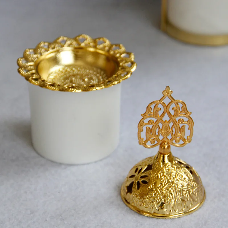 

White Ceramic Jewelry Box Metal Aromatherapy Candle Jar Home Cosmetics Cotton Swab Storage Jar Aromatherapy Furnace Home Decor