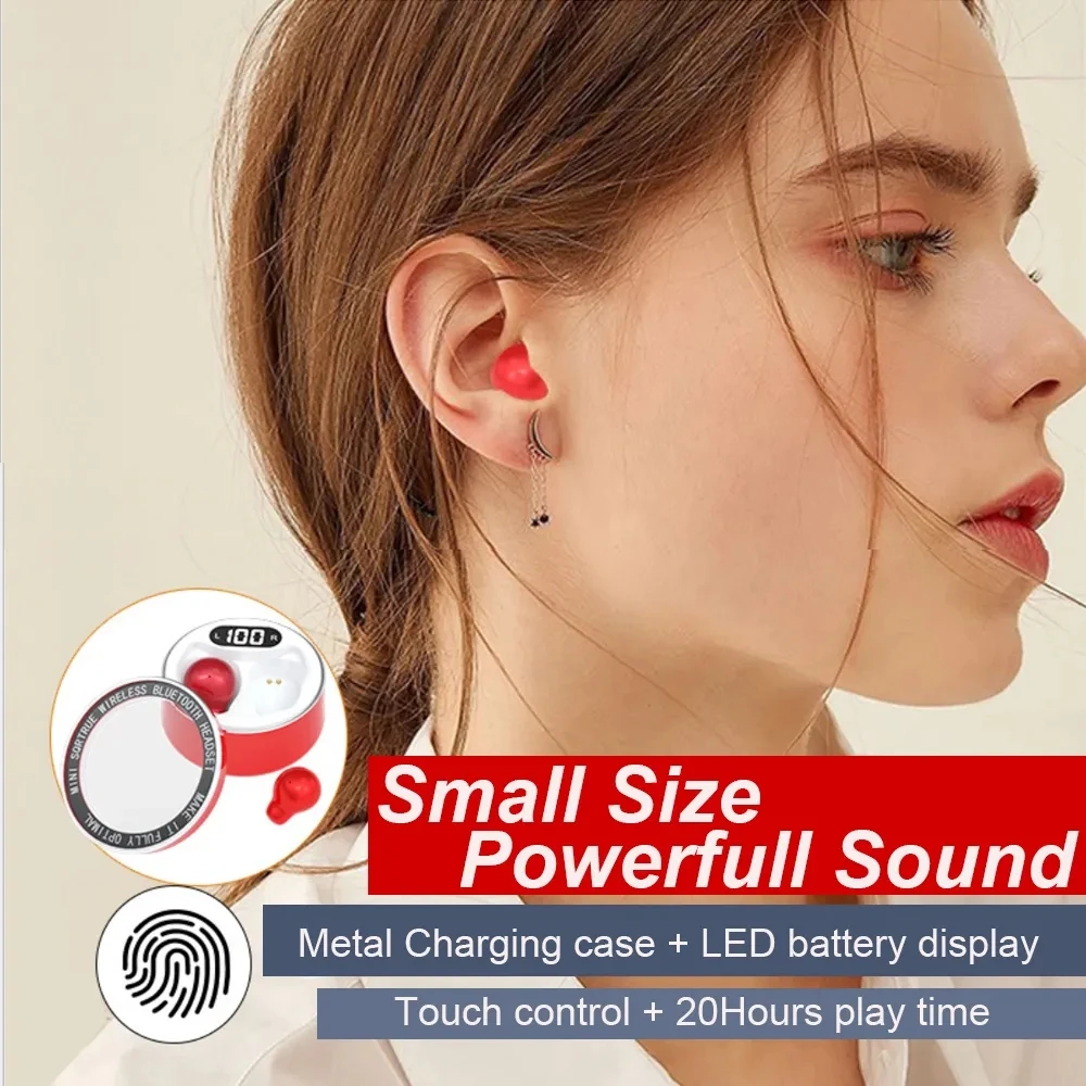 

New TWS Invisible Earbuds Wireless Bluetooth Earphones In ear Digital Display Mini Dual ear Headset Metal Compartment Headphones