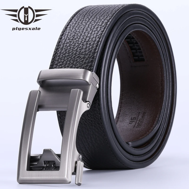 

Plyesxale Men Designer Belts High Quality Automatic Buckle Ratchet Belt Man Grass Green Black Ceinture Homme Luxe Marque G131