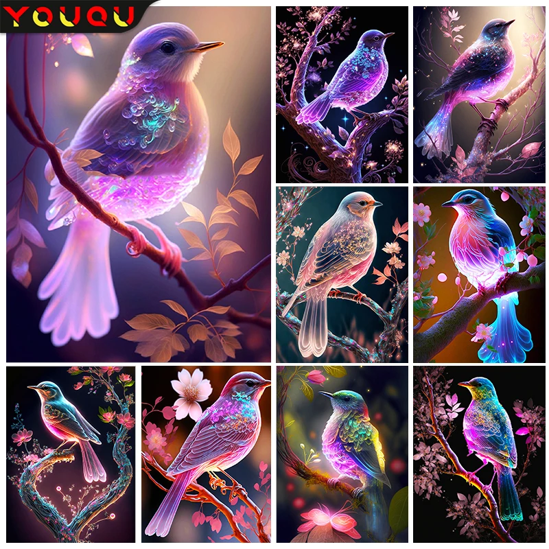 

YOUQU Animal Series Diamond Painting DIY "fluorescent Bird” Diamond Embroidery Mosaic Set Home Personalized Handmade Decoration