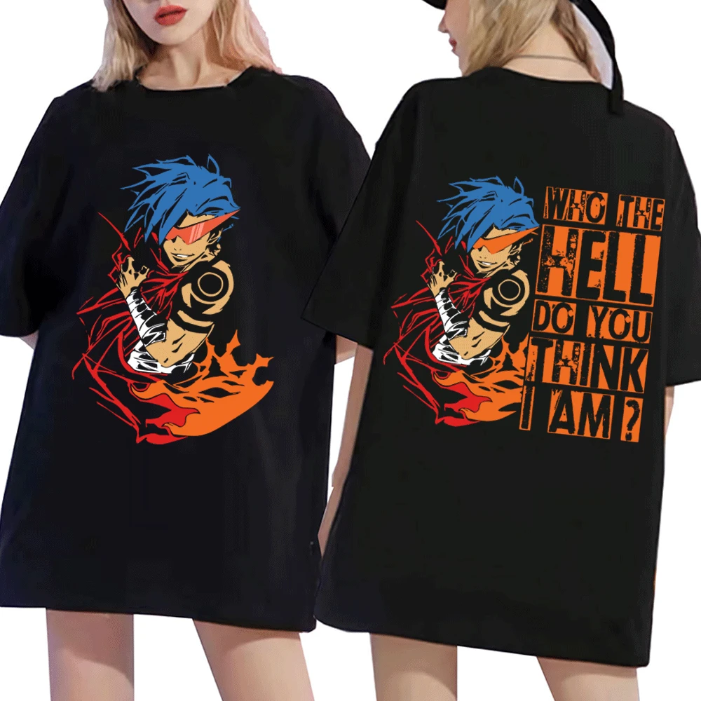 

Kamina - Who The Hell Do You Think I Am Japanese Manga Graphic Print T-shirt Tengen Toppa Gurren Lagann Anime T Shirt Men Women