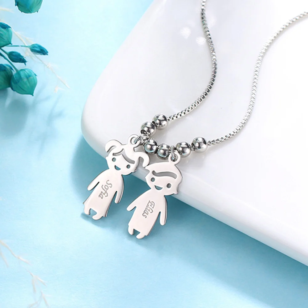 Personalized Mom Necklace with Baby Feet Necklace Custom 1-5 Birthstone&Name 925 Sterling Silver Pendant Jewelry Gift for Mother