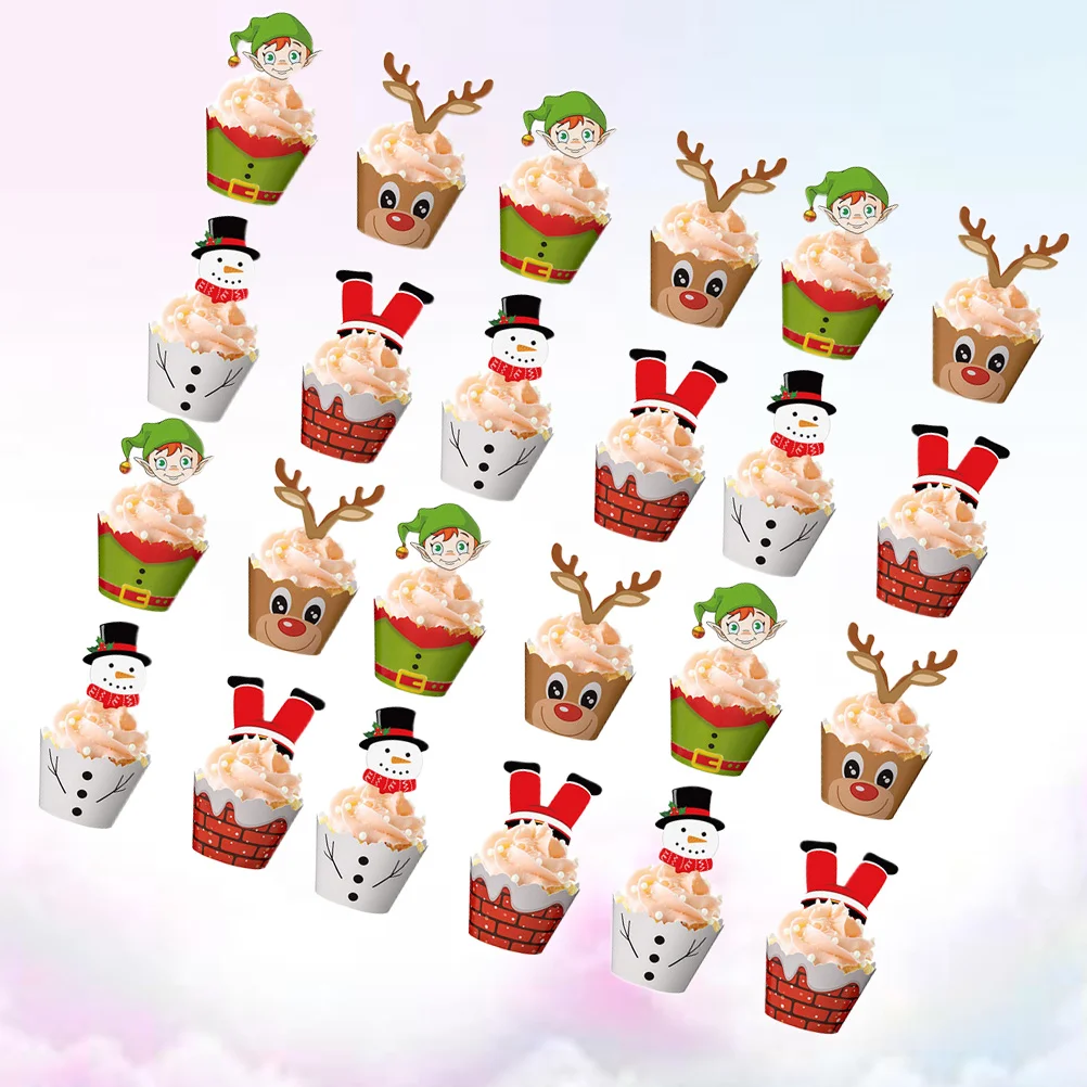 

Cupcake Christmastopper Wrappers Liners Decoration Party Picks Weddingboys Linerfood Deer Birthday Snowmen Baby Shower