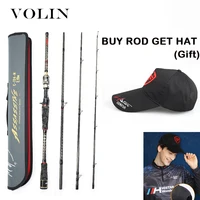 Volin NEW 4 Sections Spinning Rod with Case FUJI Reel Seat Fast Action Casting Fishing Rod Carbon Travel Rod DKK-SIC Guide Ring