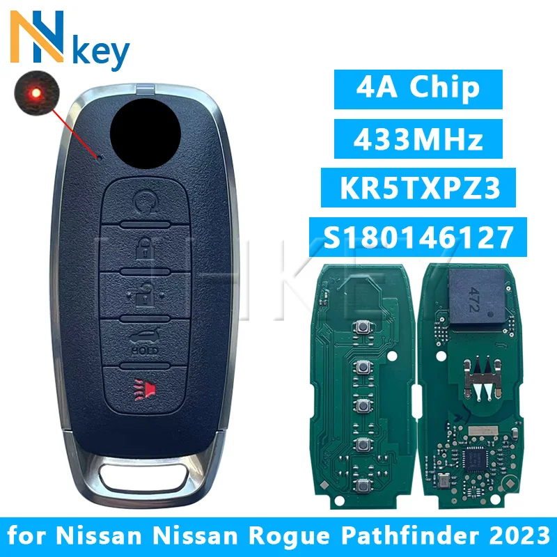 

NHKEY (KR5TXPZ3 S 180146127 285E3-7LA7A) чип 4A, 433 МГц, вход без ключа для Nissan 2022+, Pathfinder/Rogue/Kicks, умный дистанционный ключ