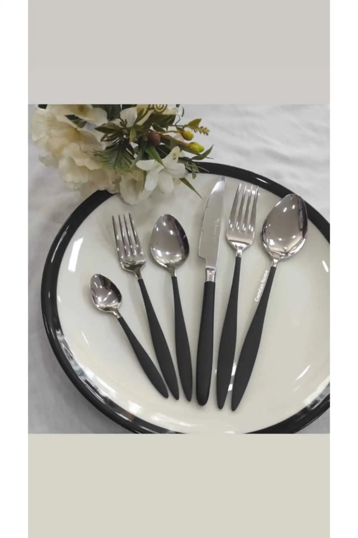 

36 Pieces Carmen Steel Black Dishwasher Safe Catal Cutlery Set