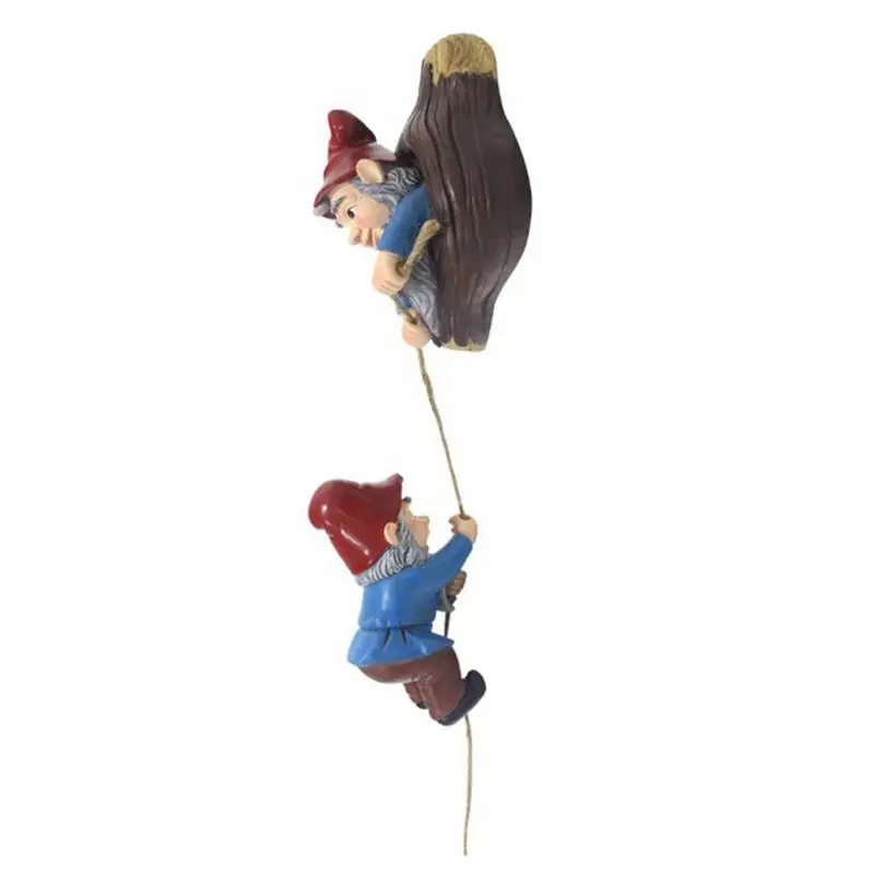 Garden Hanging Gnome Dwarf Climbing Tree Statue Resin Ornament Christmas Decoration For Outdoor Decorations
