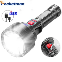 super bright led flashlight 3 modes long range usb rechargeable torch waterproof portable with build in battery outdoor hiking