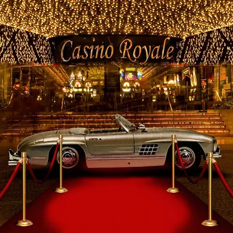 Виниловый фон для фотосъемки с изображением казино и красной ковровой дорожки