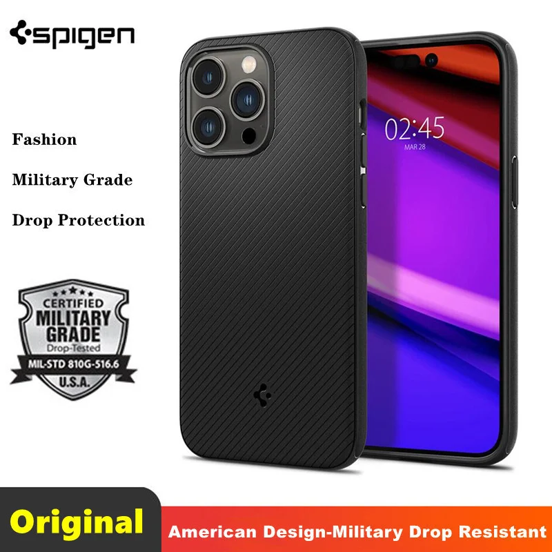 

Original Spigen Mag Armor Magnetic Military Level Fall Proof Full Case For iPhone 14 Pro Max 14 Plus Cover Funda Coque