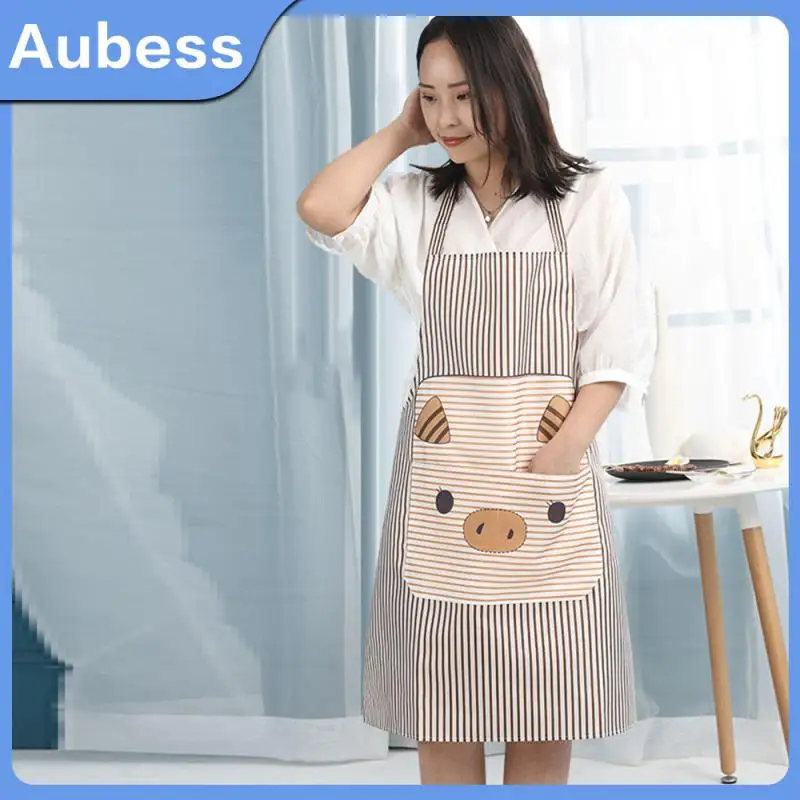 

Thickened Sleeveless Apron Creative Hand-wiping Apron Hanging Neck Design Womens Apron Cartoon Piggy Home Cleaning Adult