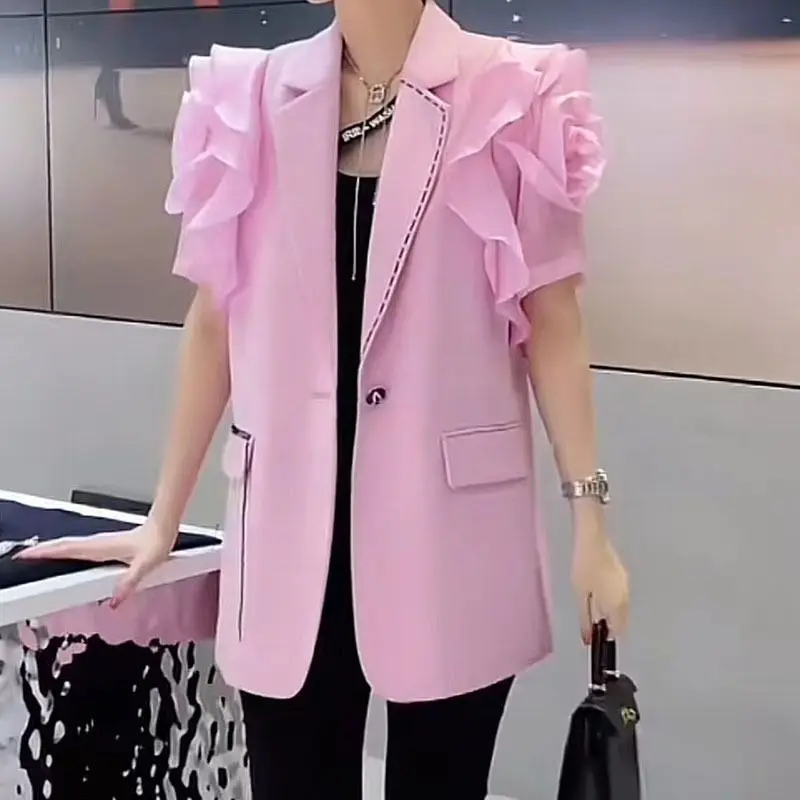 Женское розовое шифоновое пальто летний костюм 2024 г.