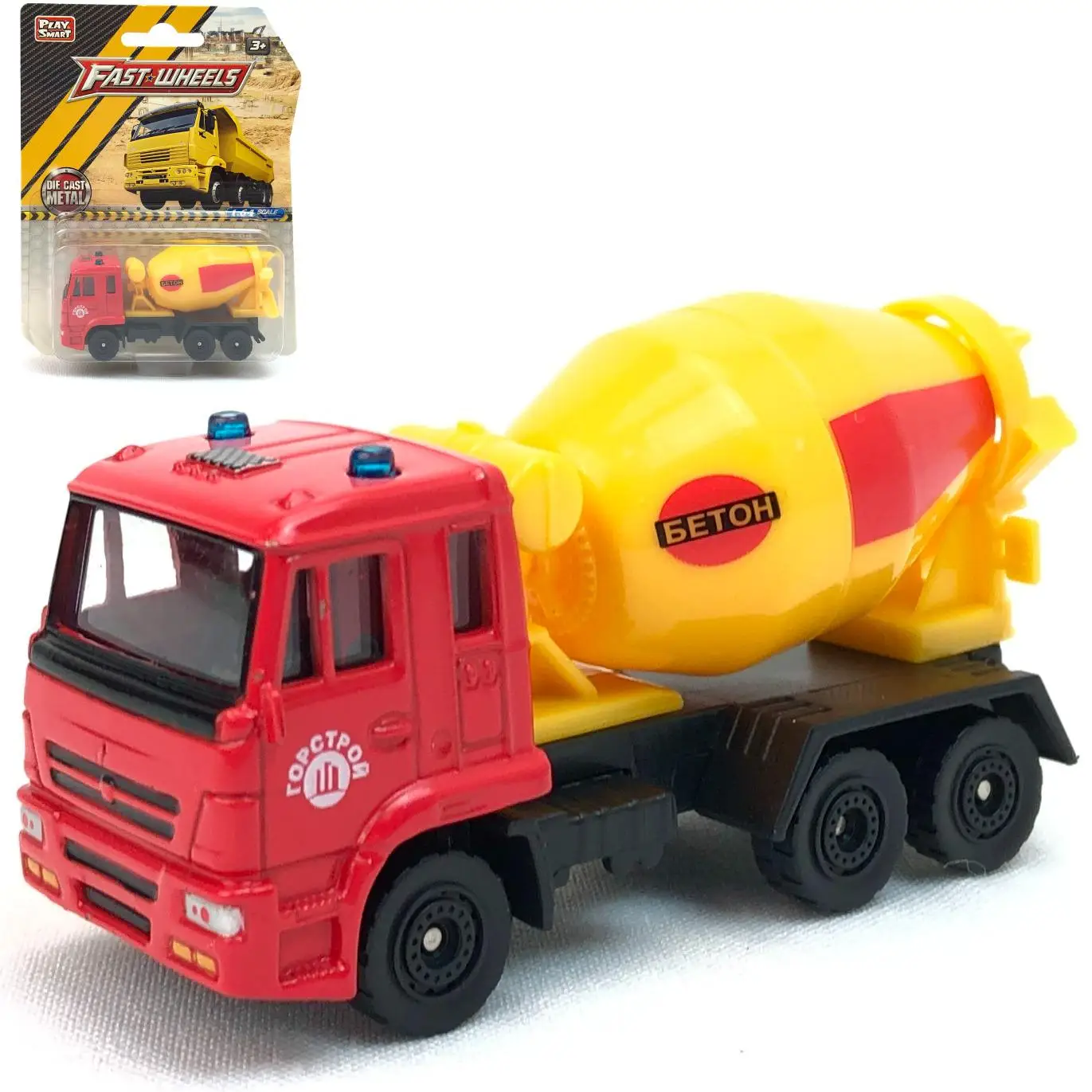 Металлическая модель машины Бетономешалка 1:64 бочка вращается Fast Wheels