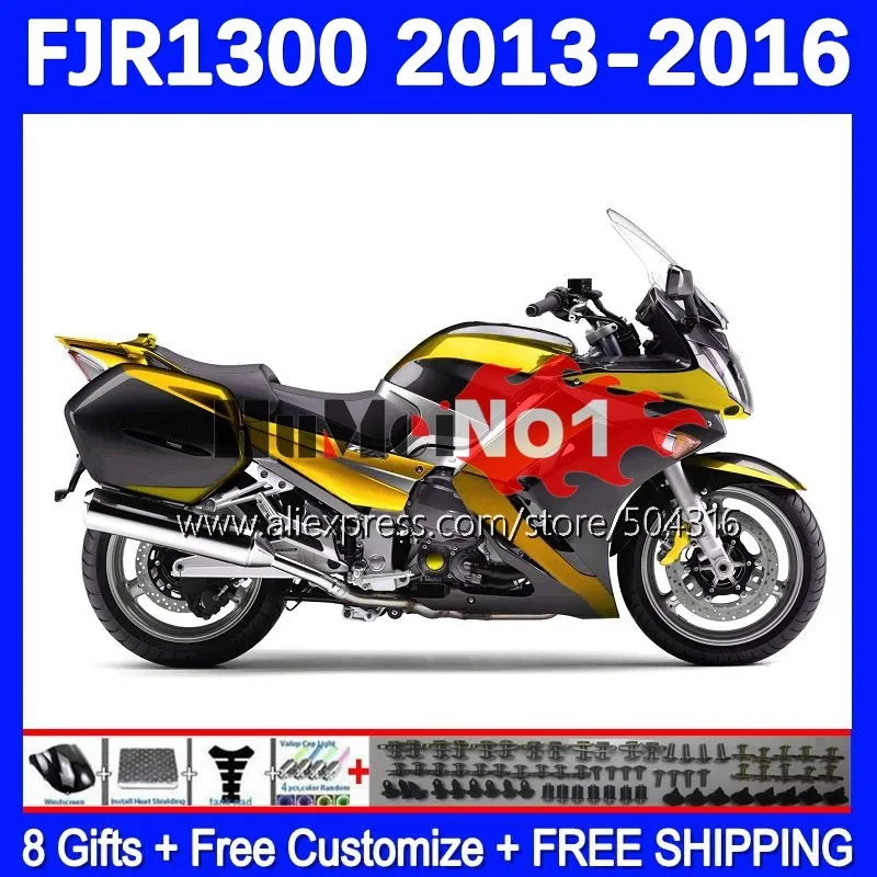 

Body For YAMAHA FJR1300A FJR-1300 FJR1300 13 14 15 16 160MC.122 FJR-1300A FJR 1300 A CC 2013 2014 2015 2016 Fairing Gloss Golden