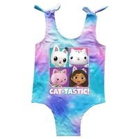 2022 newest summer cartoon gabby cats swimwear kids one piece beach wear baby sleeveless swimming toddler girls cute swimsuit