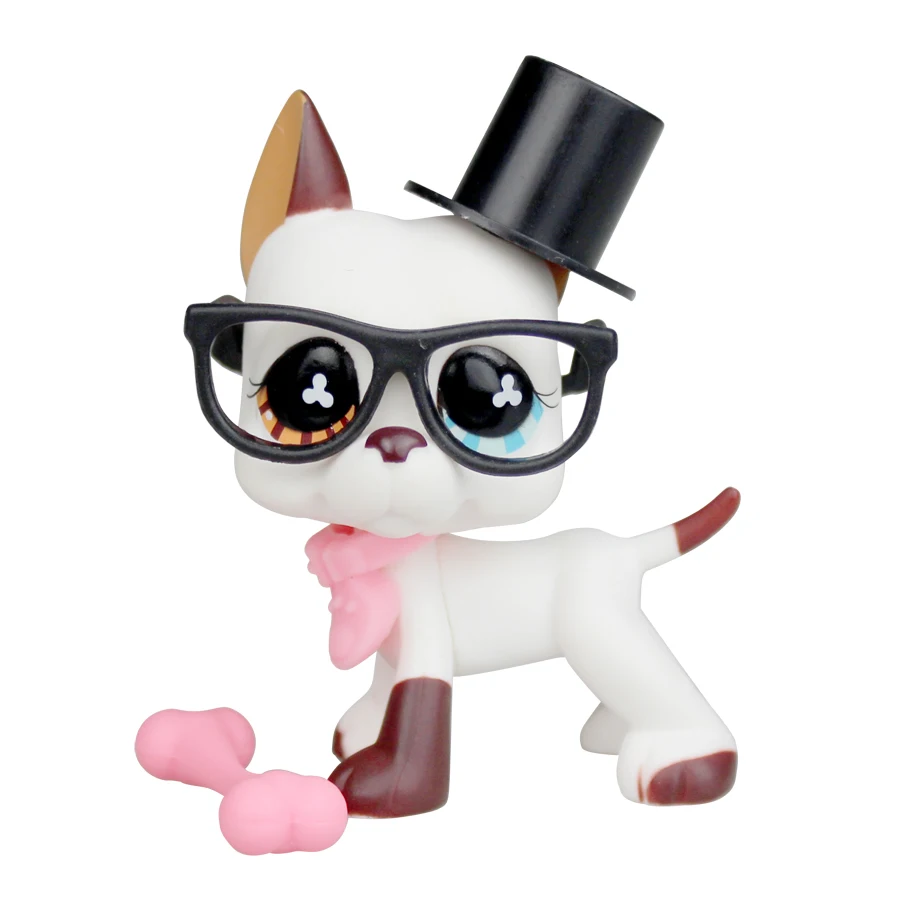 

YASMINE Mini Animal Pet Shop Great Dane Dog Puppy Glasses Hop Hat Accessories lps #577
