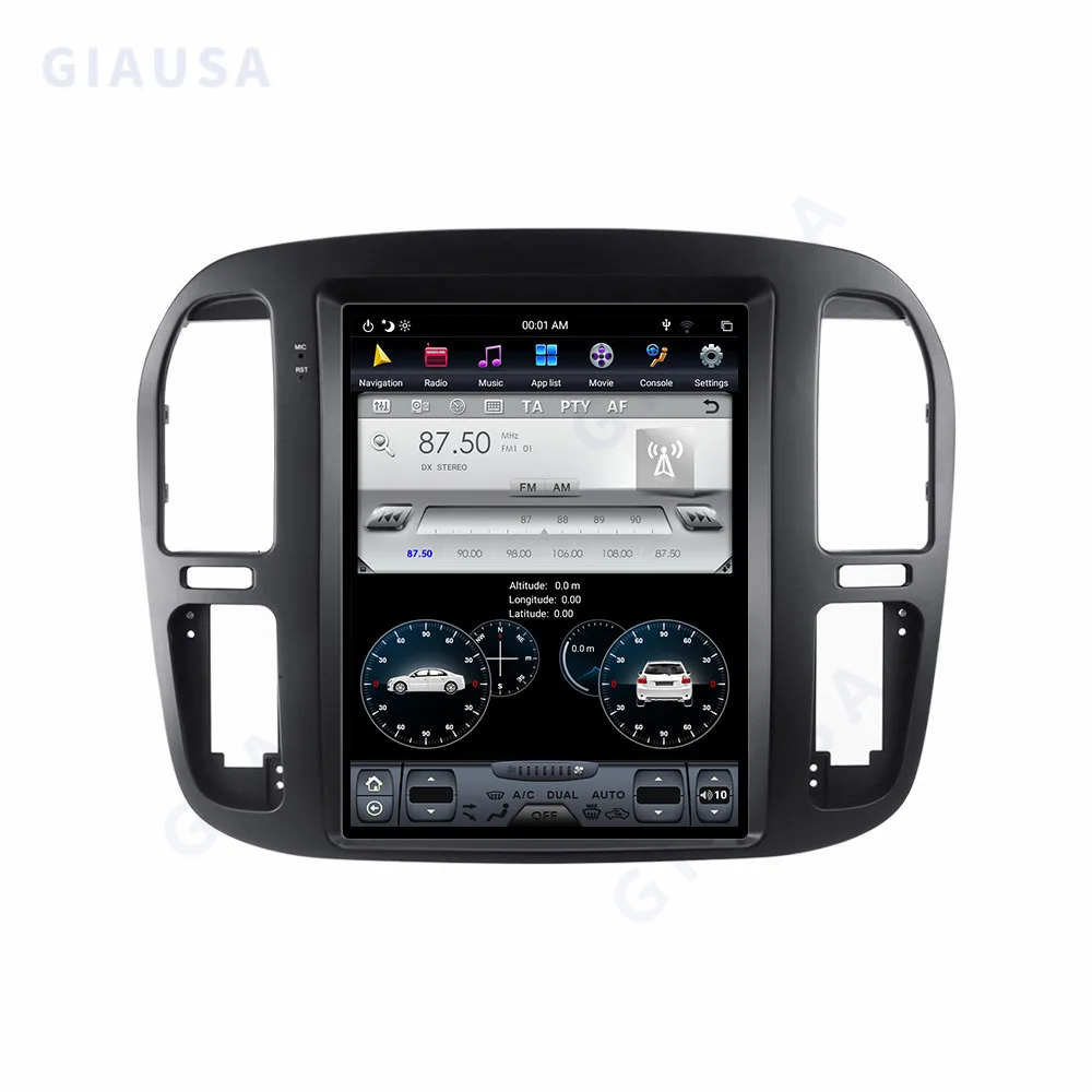 Автомобильный GPS-навигатор с вертикальным экраном 12 1 дюйма Android для Lexus lx470 2000 LC100