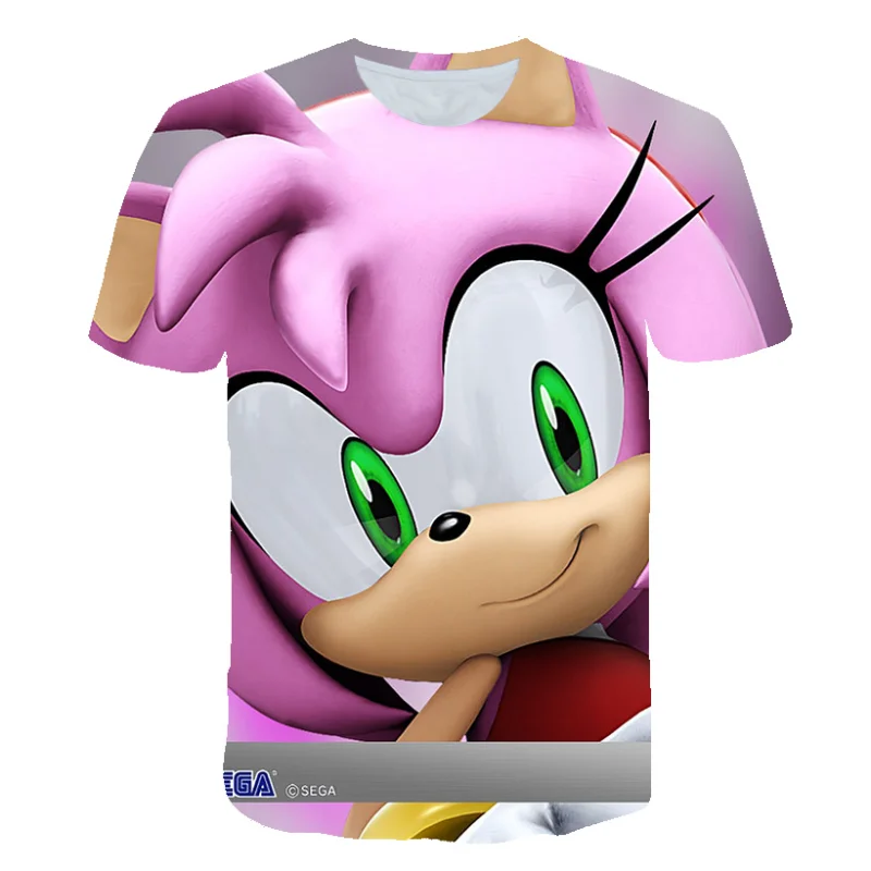 

Children’S Favorite Cartoon T-Shirts for Girls, Baby Boys, Summer Tops, Sonic Pink Red T-Shirts, Interesting T-Shirts 4T-14T