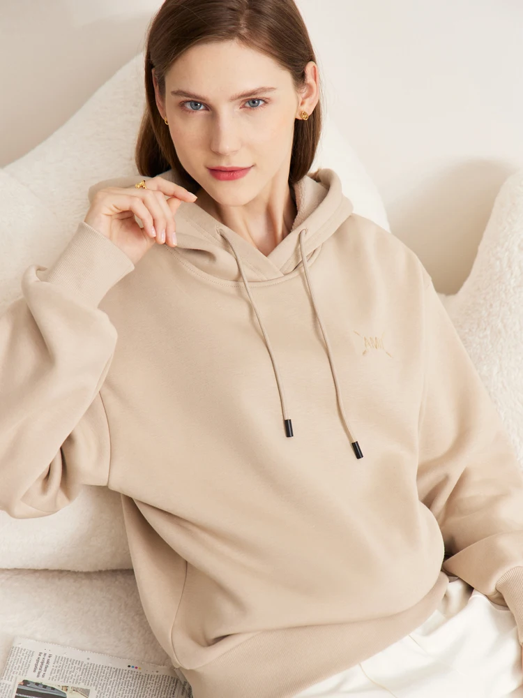 

AMII Minimalism Sweatshirts Hoodies for Women 2022 Winter Fashion Hoodie Casual Loose Warm Sweatshirts Clothing Tops 12241312