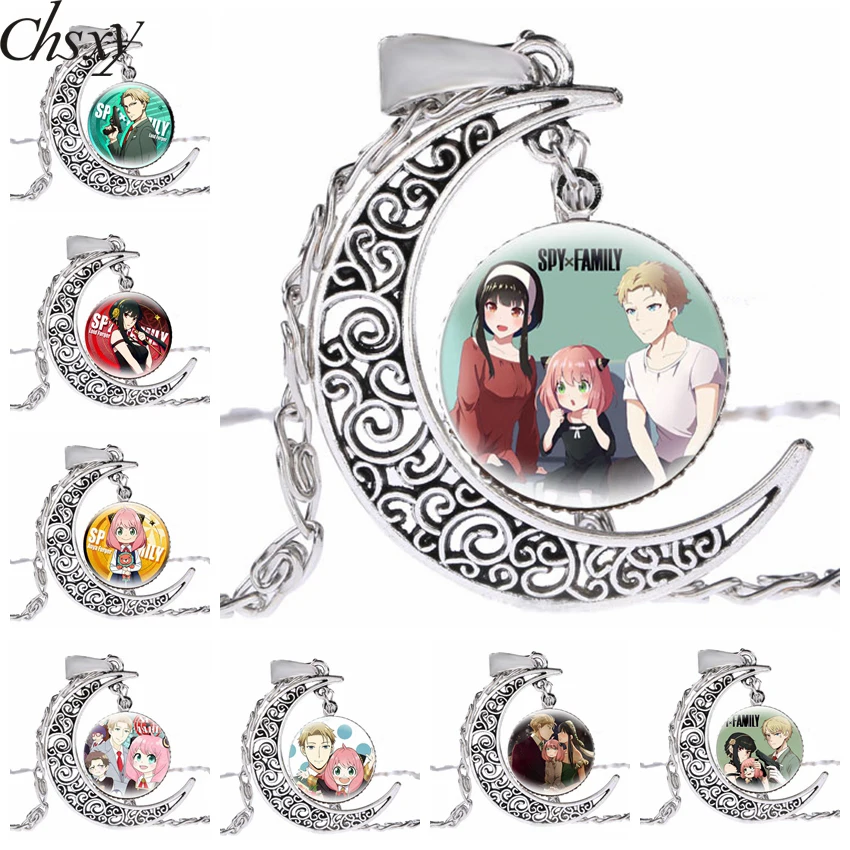 

Anime SPY×FAMILY Moon Pendant Necklace for Women Girls Cute Figures Twilight Yor Forger Anya Forger Charm Necklace Fans Jewelry