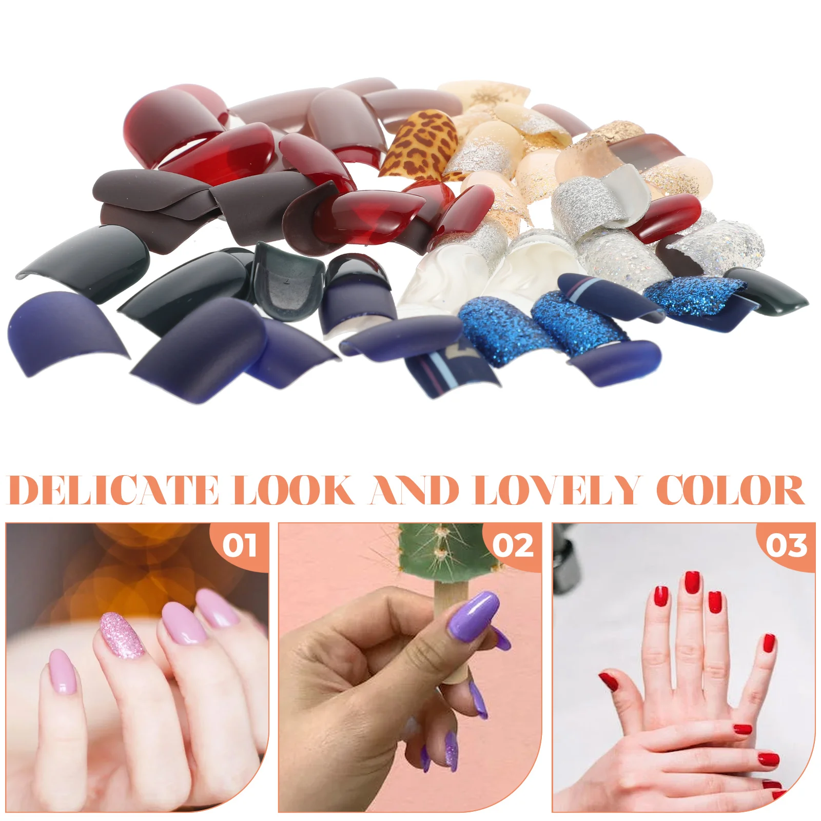

Nails Fake Nailfalse Women Short Wearable Decor Girl Fingernails Decors Decorations