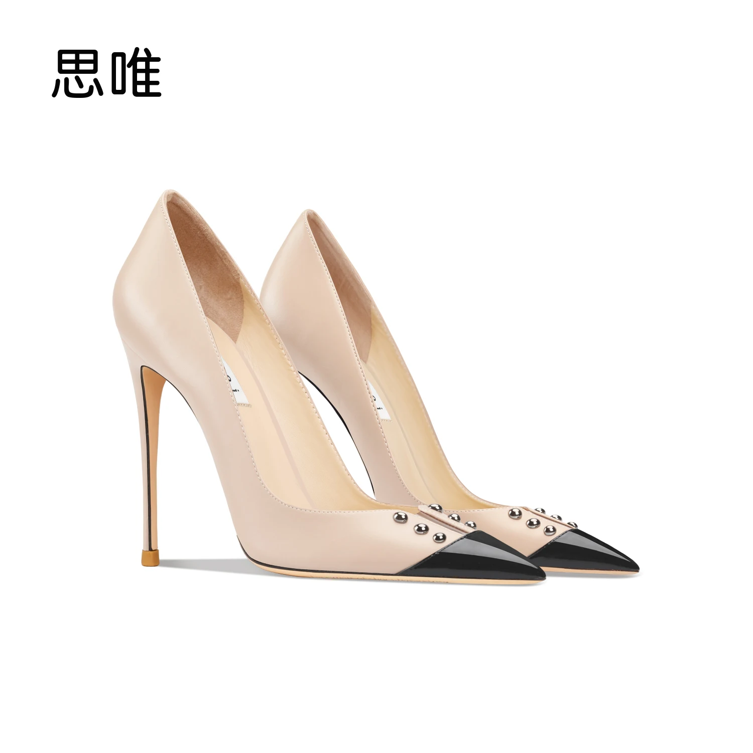 2022 Fashion Rivets High Heels 10cm Thin Heels Pumps Women Stiletto-heel Dress Wedding Shoes Sexy Pointed Toe Ladies Party Shoes