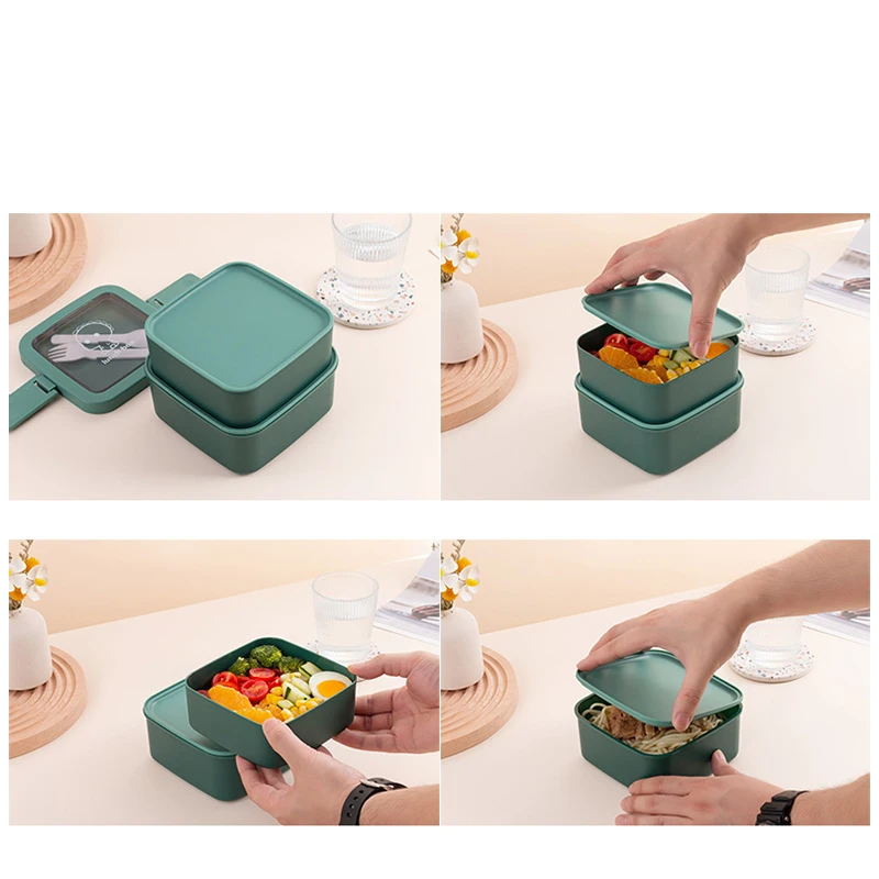 

Пластиковый двухслойный контейнер Bento, Ланч-бокс в японском стиле, может быть использован в микроволновке, контейнер для хранения пищевых п...